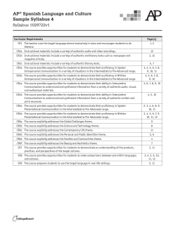 AP&reg; Spanish Language and Culture Sample Syllabus 4