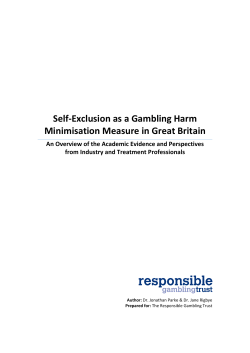 Self-Exclusion as a Gambling Harm Minimisation Measure in Great