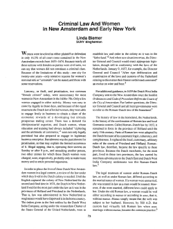 Biemer, Criminal Law and Women in New Amsterdam and Early
