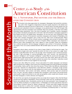 Newspapers, Pseudonyms and the Debate over the Constitution