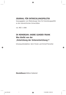JOURNAL F&Uuml;R ENTWICKLUNGSPOLITIK IN MEMORIAM: ANDRE