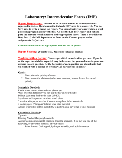 Laboratory 4: Intermolecular Forces