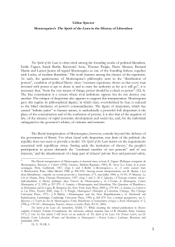 C&eacute;line Spector Montesquieu`s The Spirit of the Laws in the History of