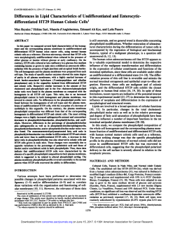 Differences in Lipid Characteristics of