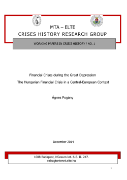 MTA &ndash; ELTE CRISES HISTORY RESEARCH GROUP