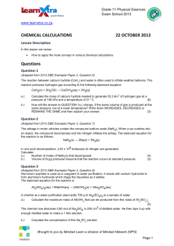 CHEMICAL CALCULATIONS 22 OCTOBER 2013