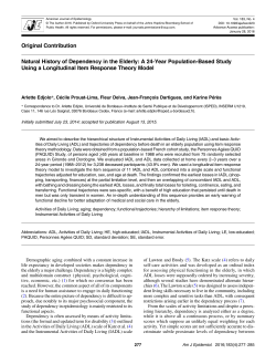 Natural History of Dependency in the Elderly: A 24