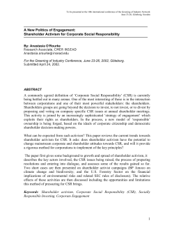 A New Politics of Engagement: Shareholder Activism
