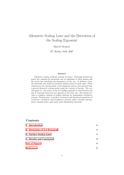 Allometric Scaling Laws and the Derivation of the Scaling Exponent