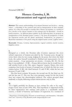 Horace: Carmina, I, 38. Epicureanism and vegetal