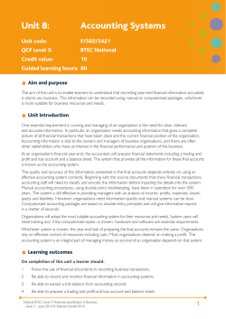 Unit 8: Accounting Systems