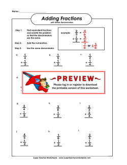 Adding Fractions Worksheet (Unlike