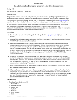 Homework Google Earth landform and landmark identification