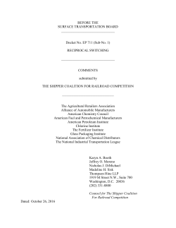 Joint Shipper Comments on STB`s Competitive Switching Proposal