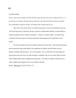 CLOSE RANKS In this controversial editorial, W.E.B. Du Bois urges