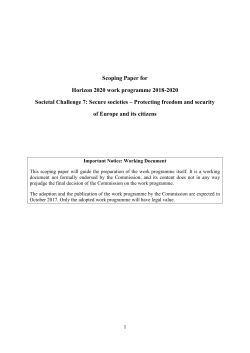 Scoping Paper for Horizon 2020 work programme 2018