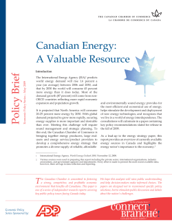 Policy Brief Canadian Energy: A Valuable Resource