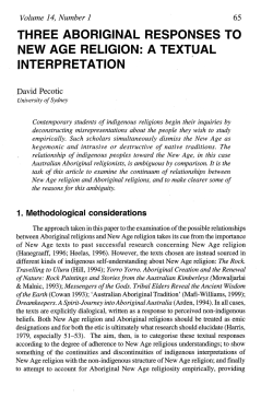 three aboriginal responses to new age religion: a textual interpretation