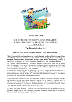 PRESS RELEASE END OF THE SECOND BOTTLE CAP OPERATION