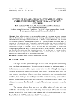 effects of sugar factory wastewater as mixing water on the properties