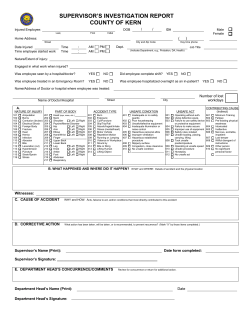 SUPERVISOR`S INVESTIGATION REPORT COUNTY OF KERN