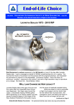 End-Of-Life Choice Newsletter June-July 2015