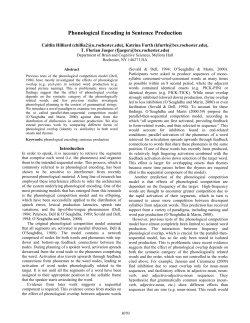 Phonological Encoding in Sentence Production