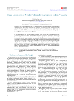 Three Criticisms of Newton`s Inductive Argument in the Principia