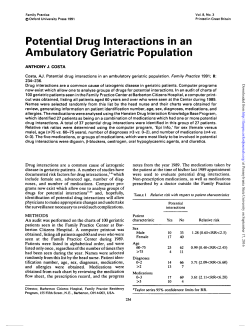 Potential Drug Interactions in an Ambulatory Geriatric