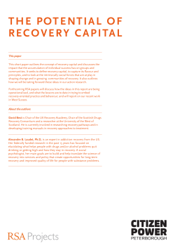 The PoTenTial of RecoveRy caPiTal