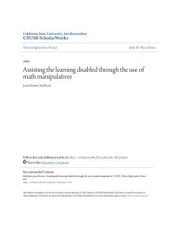 Assisting the learning disabled through the use of math manipulatives