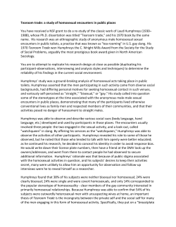 Tearoom trade: a study of homosexual encounters in public places