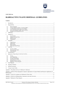 Radioactive Waste Disposal Guidelines - Staff
