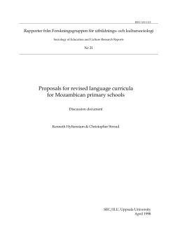 Proposals for revised language curricula for Mozambican primary