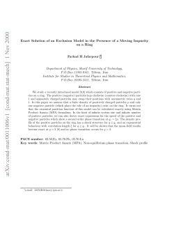 Exact Solution of an Exclusion Model in the Presence of a moving