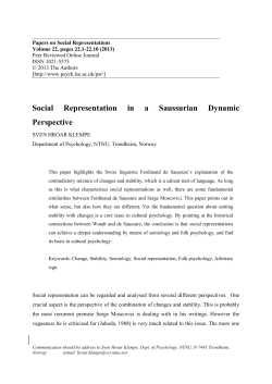 Social Representation in a Saussurian Dynamic Perspective