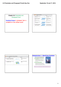 2-5 Postulates and Paragraph Proofs Day One
