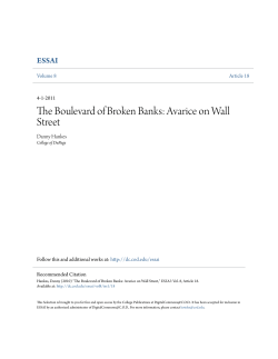 The Boulevard of Broken Banks: Avarice on Wall Street
