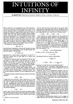 intuitions of infinity - University of Warwick