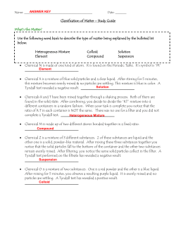 Classification of Matter &ndash; Study Guide What`s the Matter? Use the