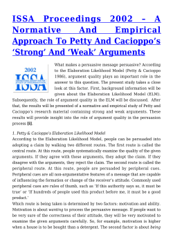 A Normative And Empirical Approach To Petty And Cacioppo`s