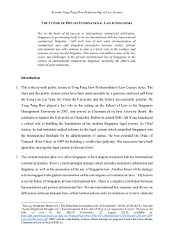 The Future of Private International Law in Singapore
