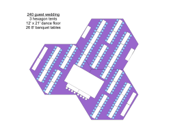 240 guest wedding 3 hexagon tents 12` x 21` dance floor 26 8