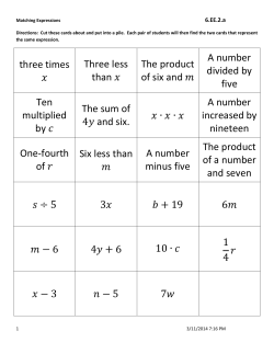 three times Three less than The product of six and A number divided