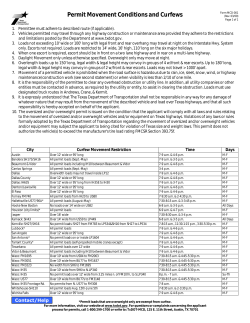 Permit Movement Conditions and Curfews - 630-222