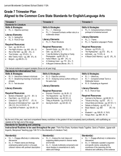 Literacy Grade 7 Trimester Plans - Lemont