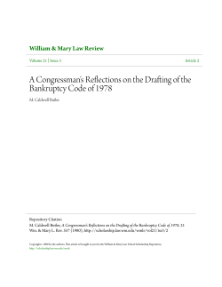 A Congressman`s Reflections on the Drafting of the Bankruptcy