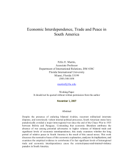 Economic Interdependence, Trade and Peace in South America