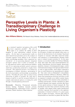 Perceptive Levels in Plants: A Transdisciplinary Challenge in Living