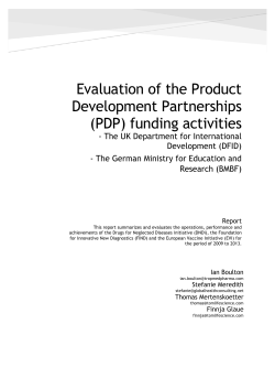 Evaluation of the Product Development Partnerships (PDP